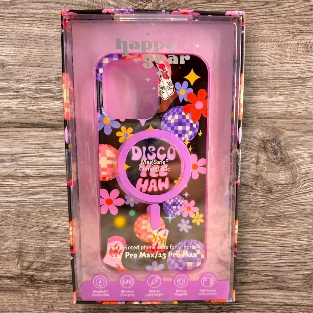 NIB Happy Gear-Fun Printed Case For iPhone 14 Pro Max / 13 Pro Max-Disco Yee Haw